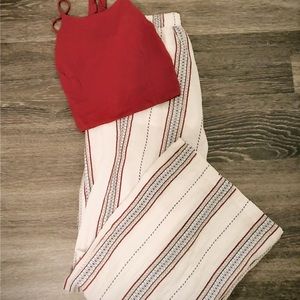 NWOT Vici Wide leg navy and burnt orange stripe pant.